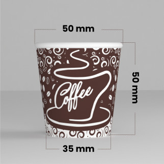 Bicchierini da Caffè in Carta Riciclabile con Fantasia Coffee da 65ml - Confezione da 50 Bicchieri