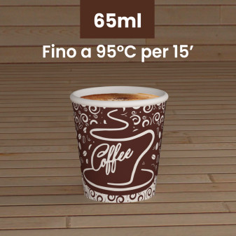 Bicchierini da Caffè in Carta Riciclabile con Fantasia Coffee da 65ml - Confezione da 50 Bicchieri
