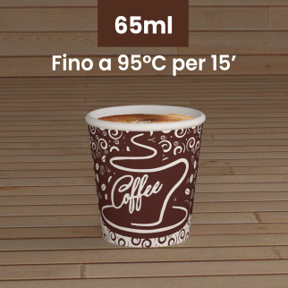 Bicchierini da Caffè in Carta Riciclabile con Fantasia Coffee da 65ml - Confezione da 50 Bicchieri