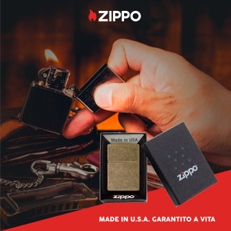 Zippo Accendino a Benzina Ricaricabile ed Antivento Antique Brass -