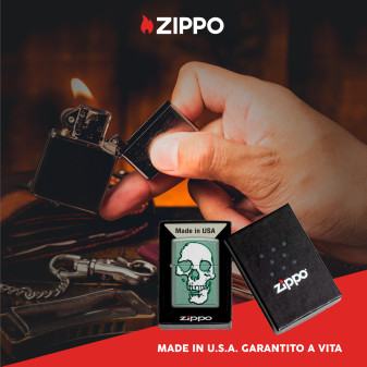 Zippo Accendino a Benzina Ricaricabile ed Antivento con Fantasia Skull Design - mod. 48489