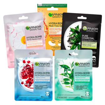 Garnier Kit SkinActive Hydra Bomb Maschere in Tessuto e Maschera