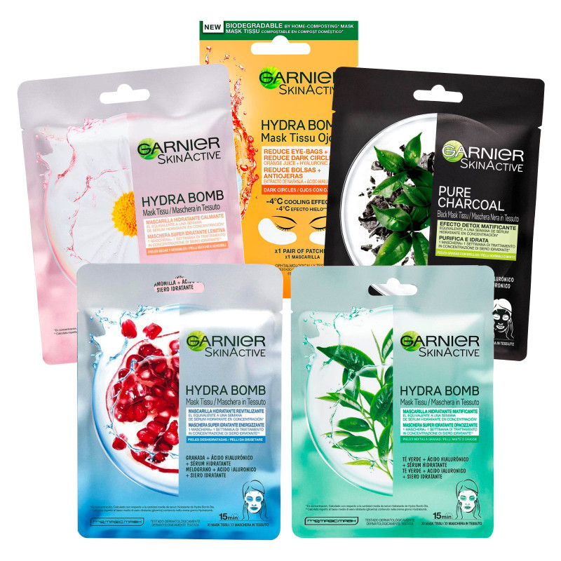 Garnier Kit SkinActive Hydra Bomb Maschere in Tessuto e Maschera