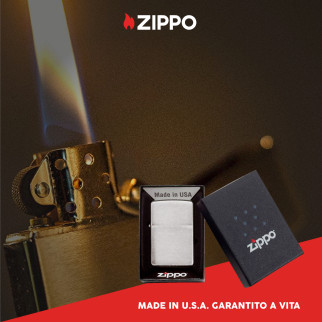 Zippo Accendino a Benzina Ricaricabile ed Antivento Brushed Chrome -
