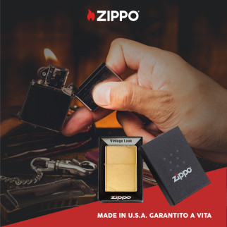 Zippo Accendino a Benzina Ricaricabile ed Antivento Brushed Brass