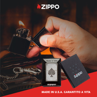 Zippo Accendino a Benzina Ricaricabile ed Antivento con Fantasia Ace