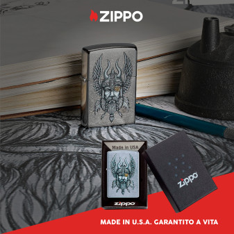Accendino Zippo mod. 29871 Viking Warrior Design Antivento