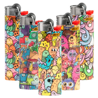 Bic Maxi J26 Accendini Grandi Fantasia Crazy World - Serie da 5 Accendini