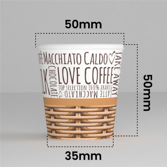 Bicchierini da Caffè in Carta Riciclabile con Fantasia SweetCUP da 65ml - Confezione da 50 Bicchieri