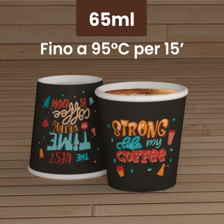Bicchierini da Caffè in Carta Riciclabile con Fantasia StrongLifeCUP da 65ml - Confezione da 50