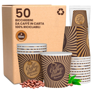 Bicchierini da Caffè in Carta Riciclabile con Fantasia VintageCUP da 65ml - Confezione da 50