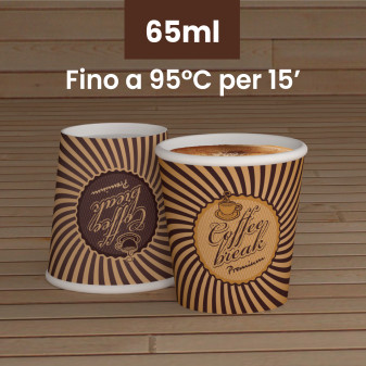 Bicchierini da Caffè in Carta Riciclabile con Fantasia VintageCUP da 65ml - Confezione da 50