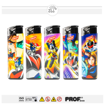 Prof Accendini Maxi Elettronici Fantasia Goldorak - Box da 50 Accendini