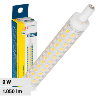 Life Lampadina LED SMD R7s L118 9W Tubolare Slim in Ceramica - mod.