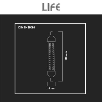 Life Lampadina LED SMD R7s L118 9W Tubolare Slim in Ceramica - mod.