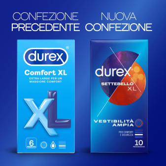 Preservativi Durex Settebello XL Extra Large con Forma Easy On - Confezione da 10 Profilattici