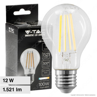 V-Tac VT-2133 Lampadina LED E27 12W Bulb A60 Goccia Filament