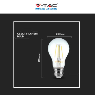 V-Tac VT-2133 Lampadina LED E27 12W Bulb A60 Goccia Filament