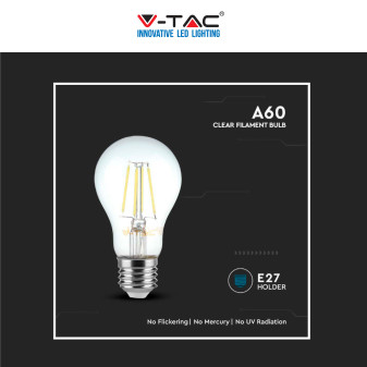 V-Tac VT-2133 Lampadina LED E27 12W Bulb A60 Goccia Filament