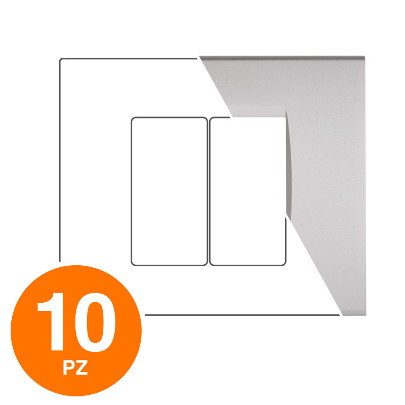 MAPAM Placca Tecnopolimero ART 8002-4 2P Grigio Chiaro - Confezione 10pz - mod. 8002-04 -