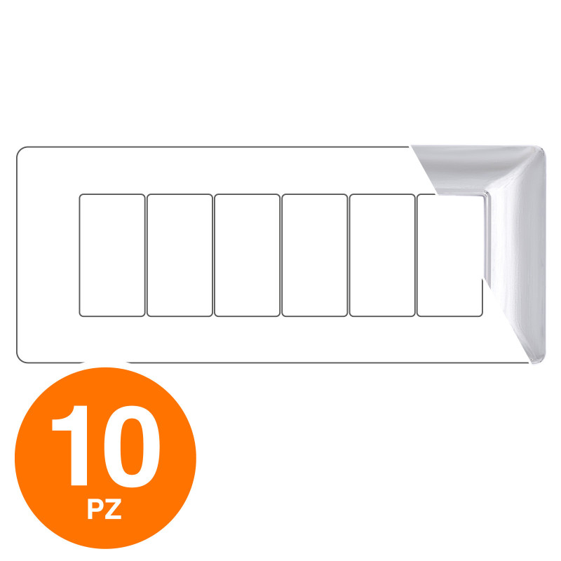 MAPAM Placca Tecnopolimero JOY 6P Argento - Confezione 10pz - mod. M8007-05 - Compatibile con