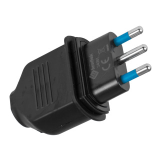 Ecova Spina 16A 2P+T IP44 in Gomma Antispruzzo con Uscita Cavo Dritta Colore Nero - mod. 33200