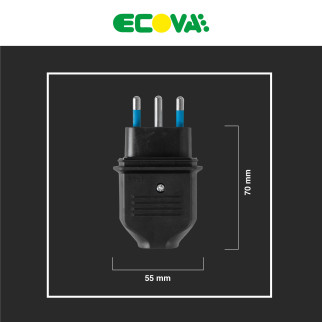 Ecova Spina 16A 2P+T IP44 in Gomma Antispruzzo con Uscita Cavo Dritta Colore Nero - mod. 33200