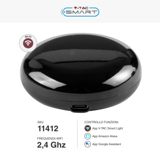V-Tac Smart Telecomando IR Universale Controllo Dispositivi da Remoto Compatibile con Amazon Alexa