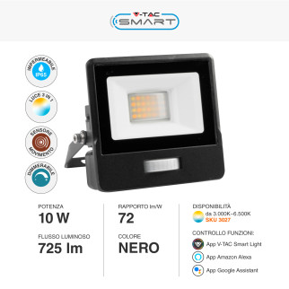 V-Tac Smart VT-5191S Faro LED Wi-Fi Floodlight 10W SMD IP65 CCT