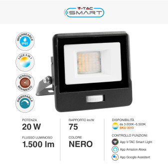 V-Tac Smart VT-5192S Faro LED Wi-Fi Floodlight 20W IP65 CCT