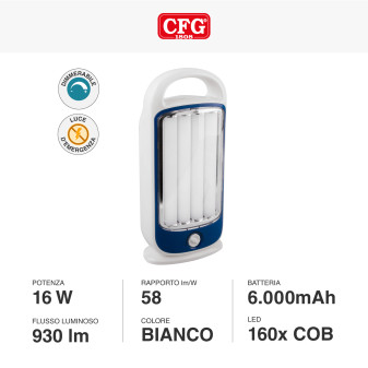 CFG Luce Quadra Andromeda 4 Lampada a Lanterna con 4 Tubi LED