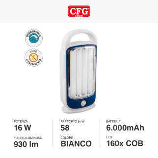 CFG Luce Quadra Andromeda 4 Lampada a Lanterna con 4 Tubi LED