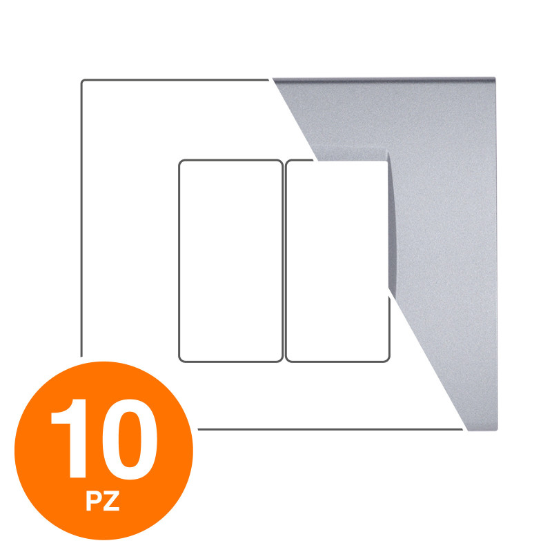 MAPAM Placca Tecnopolimero ART 2P Grigio Scuro - Confezione 10pz - mod. 8002-08 - Compatibile con