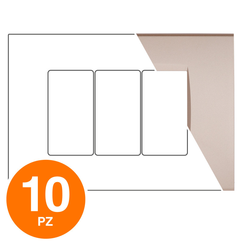 MAPAM Placca Tecnopolimero ART 3P Sabbia - Confezione 10pz - mod. 8003-12 - Compatibile con BTicino