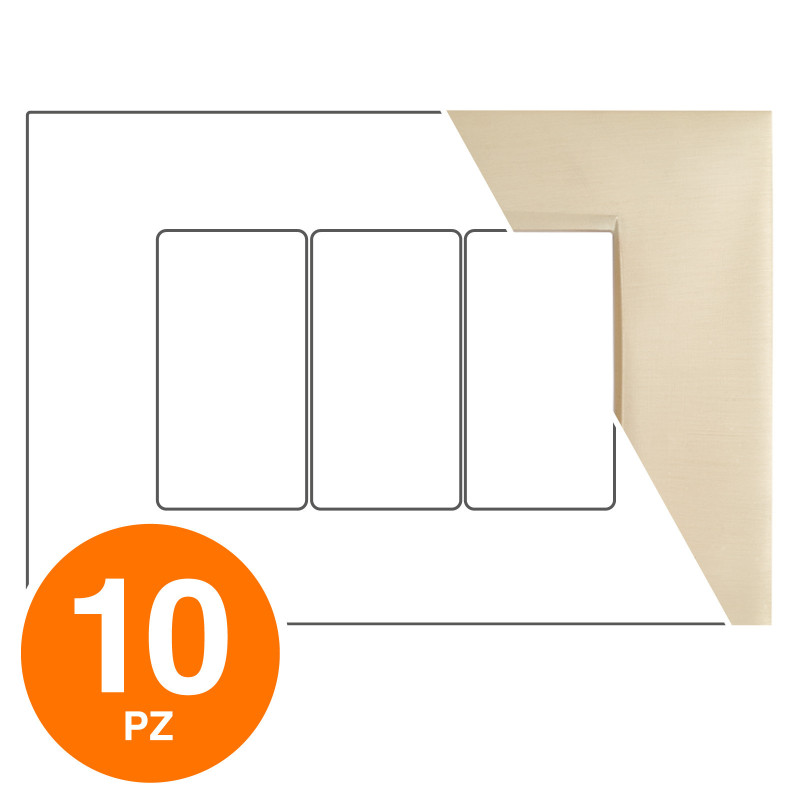 MAPAM Placca Tecnopolimero ART 3P Oro - Confezione 10pz - mod. 8003-13 - Compatibile con BTicino