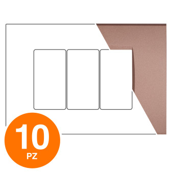 MAPAM Placca Tecnopolimero ART 3P Bronzo - Confezione 10pz - mod. 8003-14 - Compatibile con BTicino