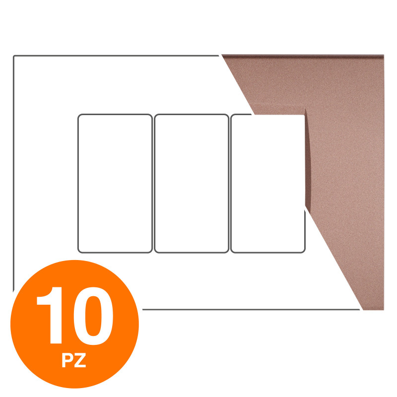 MAPAM Placca Tecnopolimero ART 3P Bronzo - Confezione 10pz - mod. 8003-14 - Compatibile con BTicino