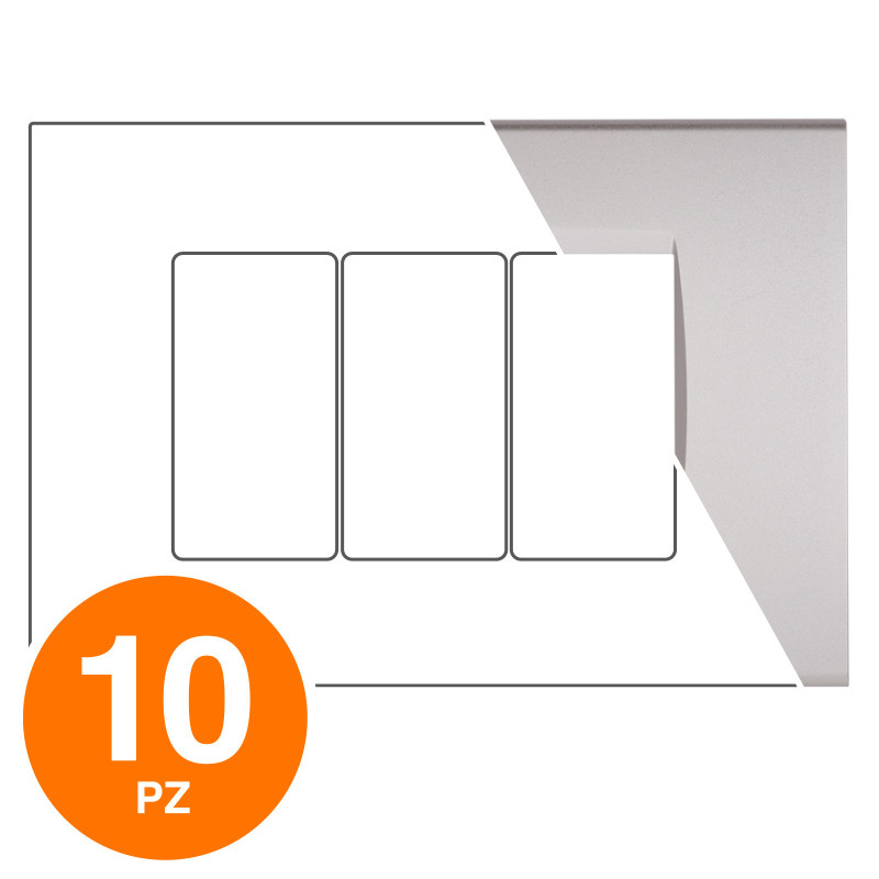 MAPAM Placca Tecnopolimero ART 8003-4 3P Grigio Chiaro - Confezione 10pz - mod. 8003-04 -