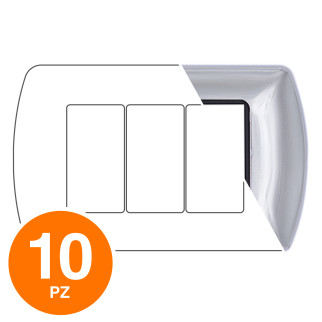 MAPAM Placca Metallo ART 8803-04 3P Cromo - Confezione 10pz - mod. 8803-04 - Compatibile con