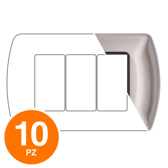 MAPAM Placca Metallo ART 8803-05 3P Argento - Confezione 10pz - mod. 8803-05 - Compatibile con