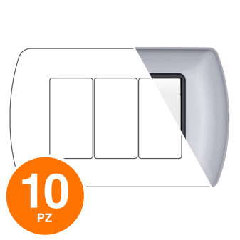 MAPAM Placca Metallo ART 8803-07 3P Grigio Chiaro - Confezione 10pz - mod. 8803-07 - Compatibile