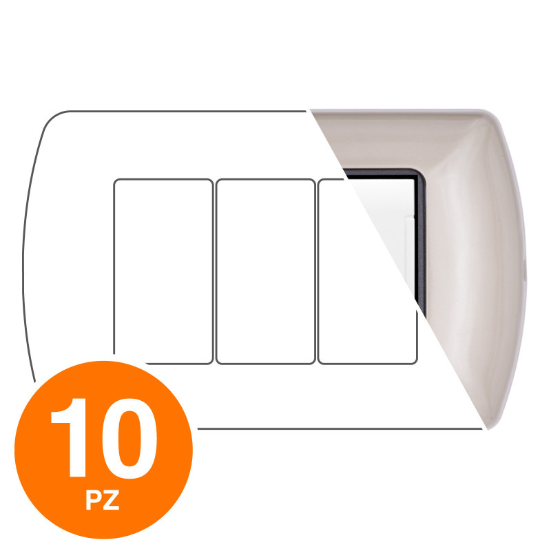 MAPAM Placca Metallo ART 8803-08 3P Champagne - Confezione 10pz - mod. 8803-08 - Compatibile con