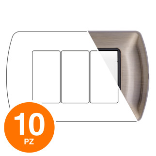 MAPAM Placca Metallo ART 8803-09 3P Bronzo - Confezione 10pz - mod. 8803-09 - Compatibile con