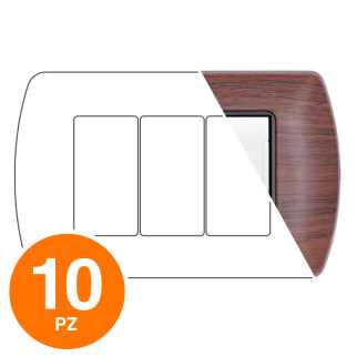 MAPAM Placca Metallo ART 8803-12 3P Ciliegio - Confezione 10pz - mod. 8803-12 - Compatibile con