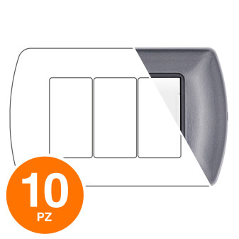 MAPAM Placca Metallo ART 8803-26 3P Antracite - Confezione 10pz - mod. 8803-26 - Compatibile con