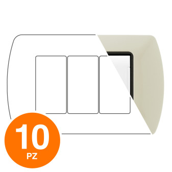 MAPAM Placca Metallo ART 8803-28 3P Panna - Confezione 10pz - mod. 8803-28 - Compatibile con