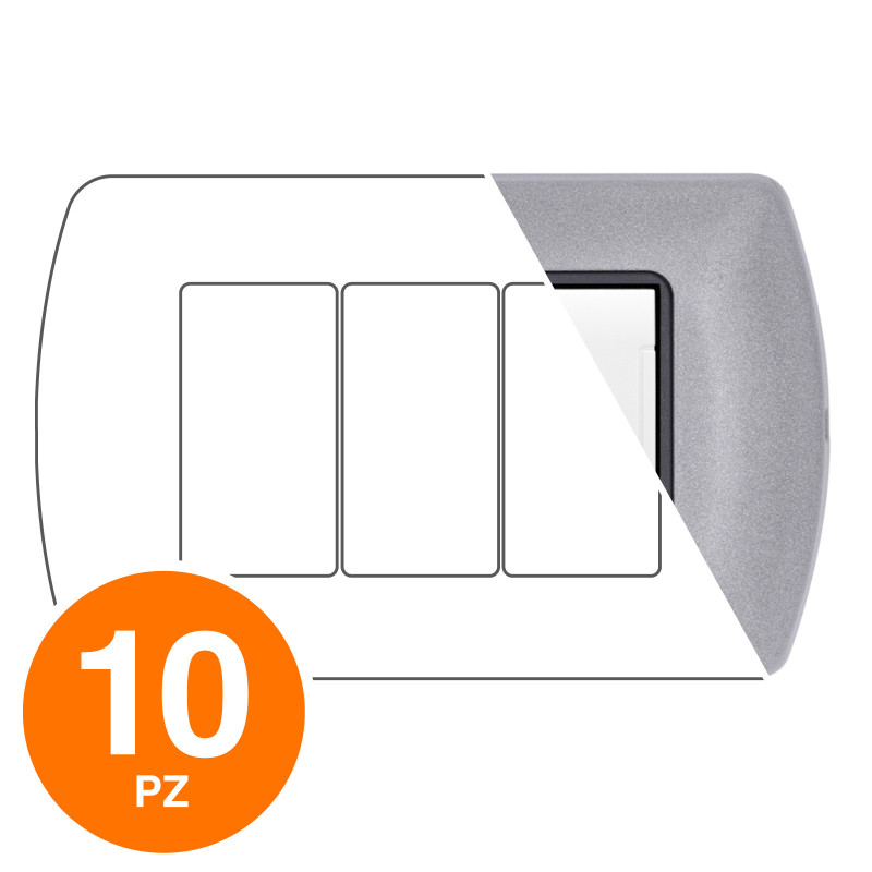 MAPAM Placca Metallo ART 8803-29 3P Platino - Confezione 10pz - mod. 8803-29 - Compatibile con