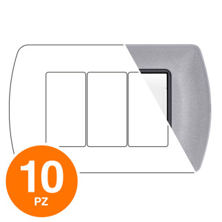 MAPAM Placca Metallo ART 8803-29 3P Platino - Confezione 10pz - mod. 8803-29 - Compatibile con