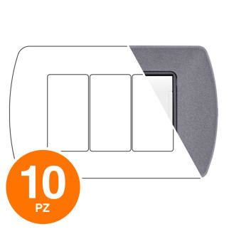 MAPAM Placca Metallo ART 8803-30 3P Antracite Metallizzato - Confezione 10pz - mod. 8803-30 -