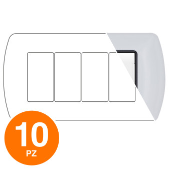MAPAM Placca Metallo ART 8804-01 4P Bianco - Confezione 10pz - mod. 8804-01 - Compatibile con